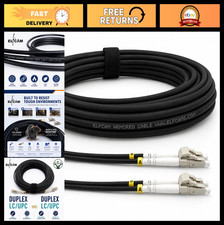 40m Armored Fiber Optic Cable LC/UPC Duplex OM3 50/125μm Indoor/Outdoor Black picture