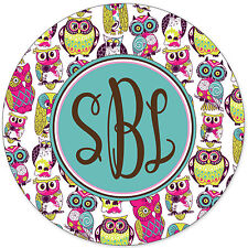 Monogrammed Mouse Pad - Cute Pink Blue Owls Personalized Custom Gift Monogram picture