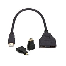 HDMI to Dual HDMI Female Y Splitter Switch Extension Adapter Cable with Micro... picture