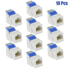 10Pcs Cat6 RJ45 Ethernet LAN Network Keystone Jack Toolless Snap-In Insert White picture