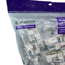 VCELINK 50 Pack Cat6 RJ45 90-Degree Keystone Jack Adapter  C265-6-50P-US picture
