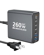 Aluminum Alloy 260W USB C Charger GaN Fast C Charging Station 7 Gray picture
