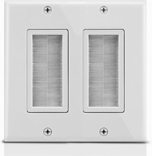 2-Gang Wall Plate, Brush Style Opening Passthrough Low Voltage Cable Plate In-Wa picture