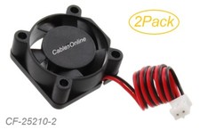2-Pack, 2-Pin (25mm x 25mm x 10mm) 12V DC Cooling Fans with 7