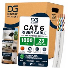 DG Cat6 Riser (CMR), Unshielded, 23AWG, 1000ft White Cat6 Riser (No Spline) picture
