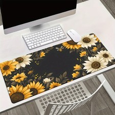 Contrast Floral Desk Mat: Sunflower Mouse Pad for Home Office & Botanical Decor picture