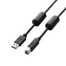 ELECOM USB30 A-B cable 2m USB3-BF20BK black ferrite core Japan new picture