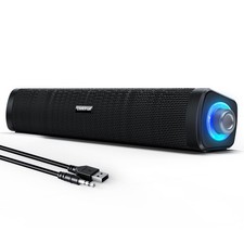 USB Computer Speakers Wired USB Powered Portable Soundbar with 3.5mm for Monitor picture