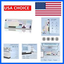 Hot-Swap Mechanical Keyboard - 108-Key, Pre-lubed Silent Switches, Blue-White picture