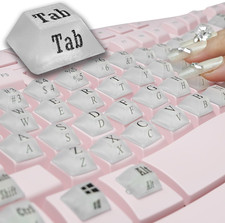 Long Nail Keyboard Stickers 80 Pcs Raised Silicone Keycaps for Typing Gaming picture