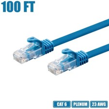 100FT Cat6 Ethernet LAN Network RJ45 Patch Cable Cord UTP CMP Plenum 23AWG Blue picture