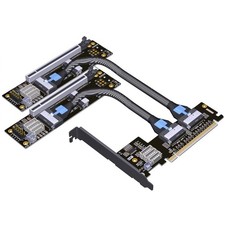 JMT ADT-F36B-F37B-D8S PCI-e 4.0 X16 to X8 MCIO Bifurcation Adapter 50cm picture