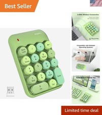 Wireless Number Pads - Green Numeric Keypad 18 Keys USB 2.4G Round Keycap Col... picture