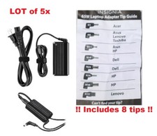 Lot 5x Insignia Universal Laptop Ultrabook Power Adapter Charger  - 8 tips 65 W  picture
