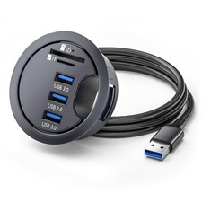 USB 3.0 Hub SD TF 3 Port USB 60mm Desk Grommet Splitter Dock Station Micro-SD... picture