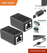 Black RJ45 Female to Female Coupler 2-Pack - Fast 10Gbps Ethernet Connection picture