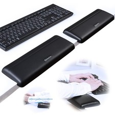 2 PCS Black LShaped Desk Edge Cushion PU Leather Memory Foam 11.8x3.9 Inch picture