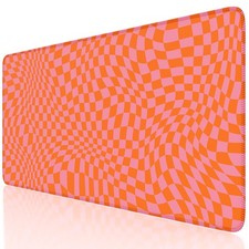 XXL Large Mouse Pad for Desk, Orange Checkered picture