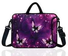 17-Inch to 17.3-Inch Neoprene Laptop Shoulder Messenger Bag Purple Butterfly picture