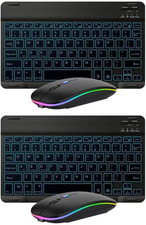 2 Pack Ultra-Slim Small Bluetooth Keyboard and Mouse Combo Portable Rechargeable picture