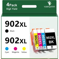902XL Ink Cartridges Black Cyan Magenta Yellow 4Pack For HP picture