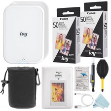 Canon IVY 2 Mini Smartphone Photo Printer Pure White+ 100 Sheet Accessory Bundle picture