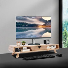 Bamboo Monitor Stand with Drawer & Back Baffle 4.5in Riser Wood picture