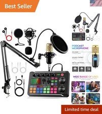 Podcast Equipment Bundle, F998 Live Sound Card with BM800 Recording Studio Mi... picture