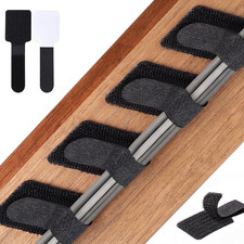 100 Pcs Cable Management under Desk, Hook and Loop Cable Straps, Black picture
