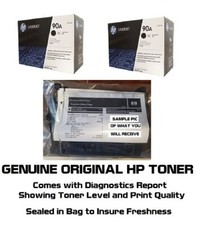 2 Mostly New Genuine HP 90A Toner Cartridges Printer-Tested 90% SEALED BAG picture