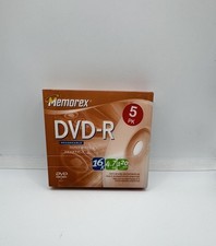 Memorex 5 Pack DVD-R With Cases 8X 4.7GB Media Recordable 120 Min. - New Sealed picture
