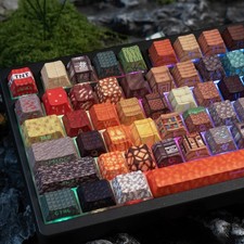 Minecraft Pixel Keyboard Keycap Set of 128 PCS Mechanical Cross Shaft Key Caps picture