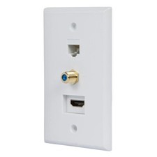 3 Port Recessed Low Voltage Wall Plate HDMI F-Type Cat5E RJ45 1-Gang White picture