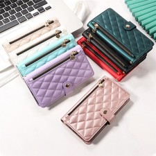 Luxury Zip Leather Grid Wallet Cover Case for A16 A55 A56 A57 A54 A17 Note 20 picture