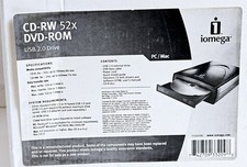 iomega model CDDVD482416E23 CD-RW DVD-ROM with power adapter And USB cable picture