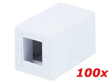 100 Pack - 1-Port Keystone Jack Surface Mount Box One Hole SMB Housing - White picture