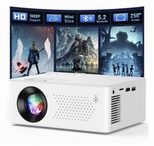 FRESHDEW Mini Projector 1080p Native 4K Max LED Portable HDMI USB TF White picture