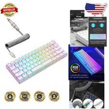 RK61 White Wireless 60% RGB Mechanical Keyboard - Hot-Swap Linear Red Switches picture
