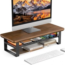 NestNeat Monitor Stand Riser, 24 Inch Computer 23.6in, Black Walnut picture