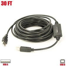 30FT Active USB A Male to B Male Printer Scanner Cable Adapter Extension Cord picture