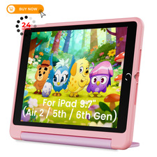 INFILAND Kids Case for iPad 6th/5th Generation (2018/2017), Pink-Purple picture