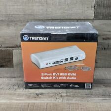 Trendnet 2-Port DVI-I USB 2.0 Audio KVM Switch Box w/ Cables Retail Box TK-204UK picture