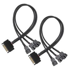 Gebildet 2pcs SATA to 3 Way 3 Pin / 4 Pin PMW 12V PC Case Fan Power SATA 1 to 3 picture