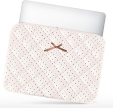 Puffy Quilted Laptop Sleeve 15.6 Inch Cute Bow Case for 15