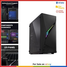 ATX Mid Tower Gaming PC Case RGB Lighting Tempered Glass Side Panel 120mm Fan picture