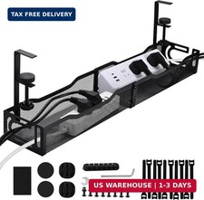 Under Desk Cable Management Tray 25.3 Inch, Clamp-On Cable Organizer Box for Sta picture