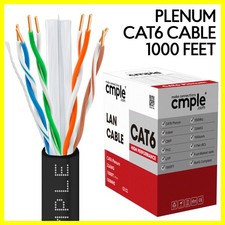 Cat6 Plenum Bulk Ethernet Network Cable 1000ft CMP Solid 23AWG UTP Black picture