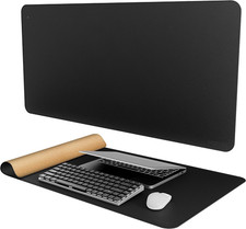 Desk Mat Extra Large PU Leather Cork 40x20 Inches Office Computer Desk Pad Black picture