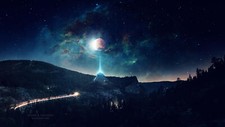 Landscape  art nebula pyramid space stars moon Custom Gaming Mat Desk picture