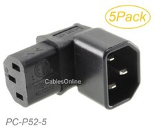 5-Pack Right-Angle Down IEC 320 C14 Male to IEC 320 C13 Female Power Adapters picture